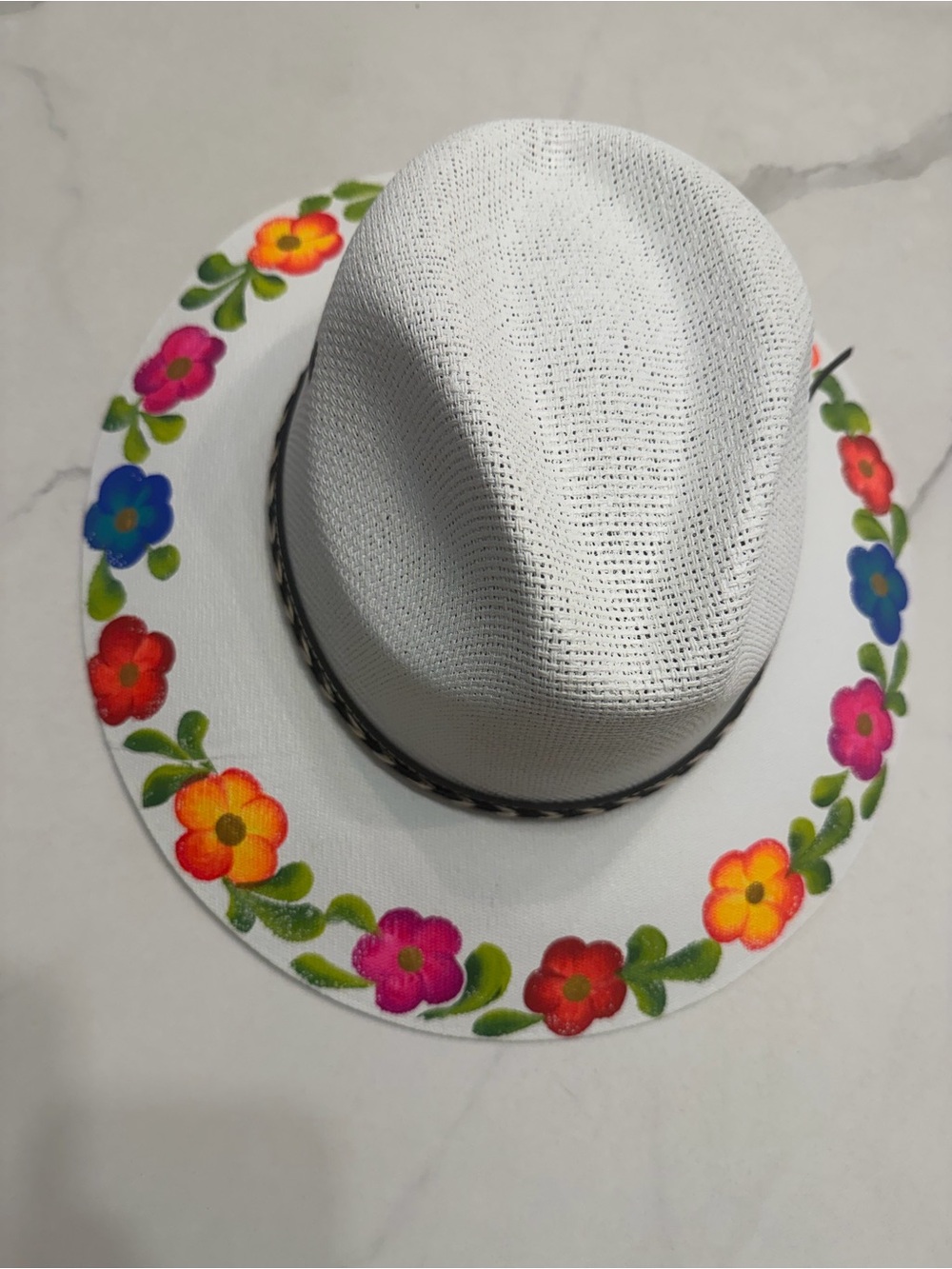 lorenzo White Straw Fedora with Black Trim